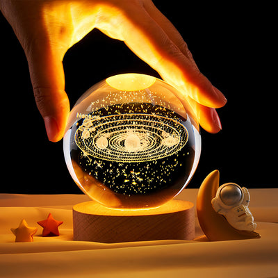 Crystal Ball with Wooden Base Light