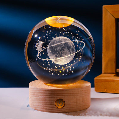 Crystal Ball with Wooden Base Light