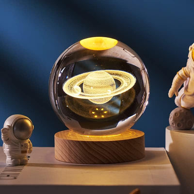 Crystal Ball with Wooden Base Light