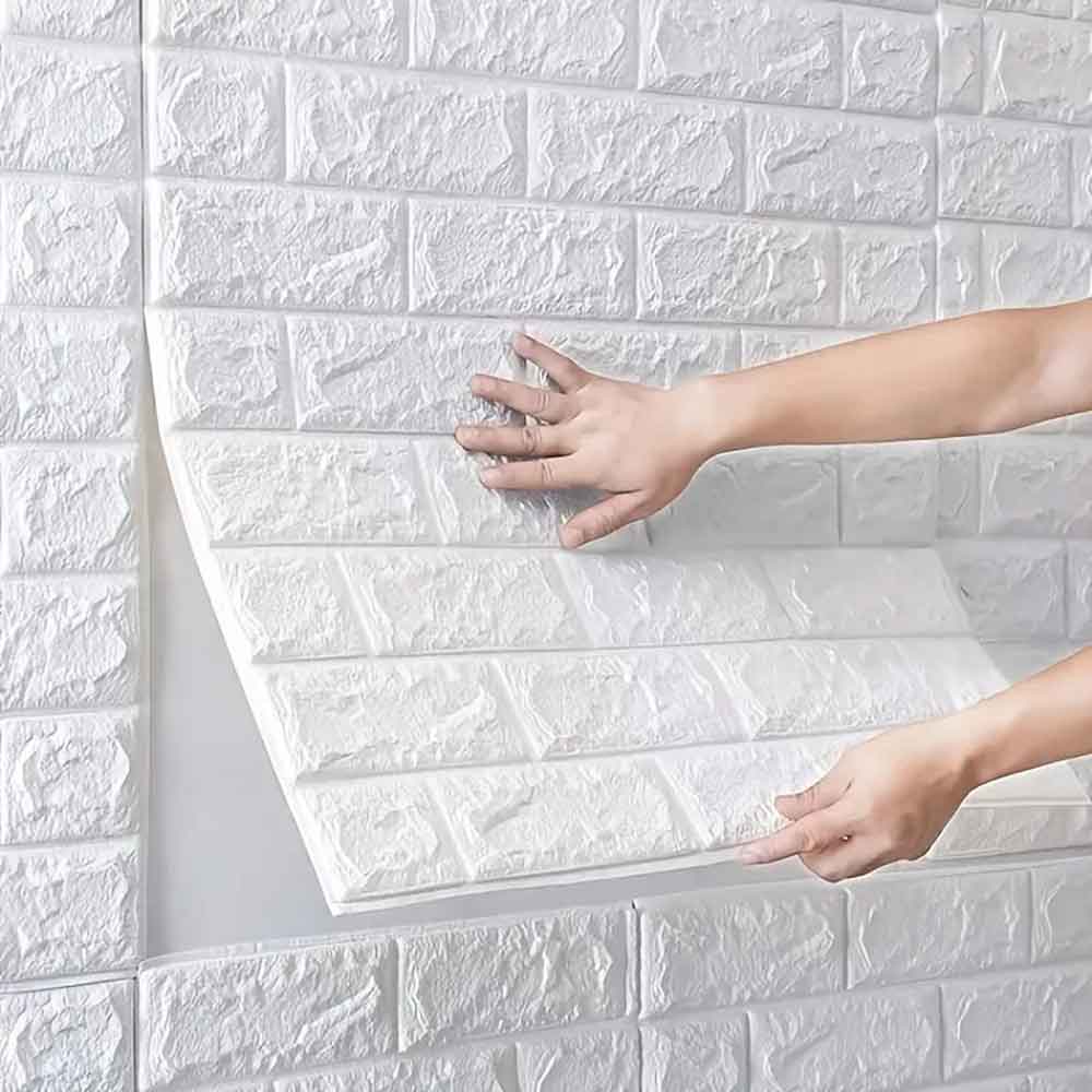 Pack Of 4 3D Foam Brick Wall Sheets