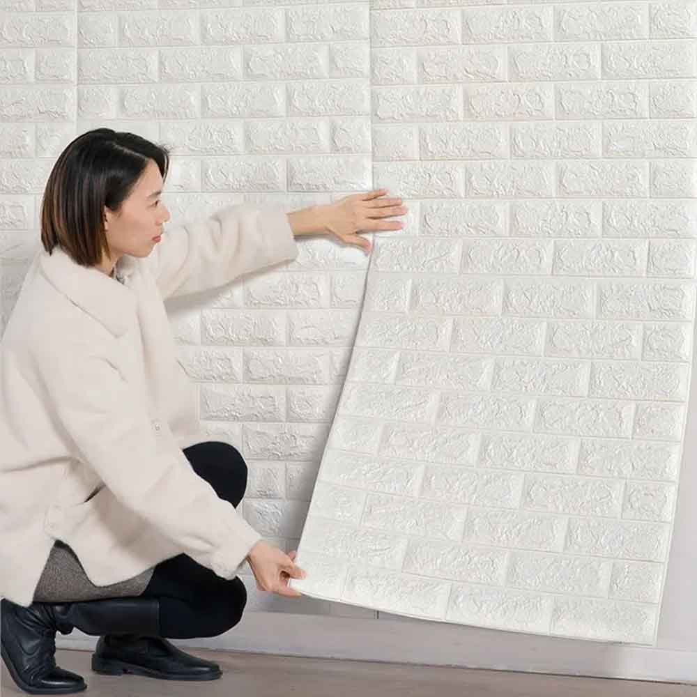 Pack Of 4 3D Foam Brick Wall Sheets