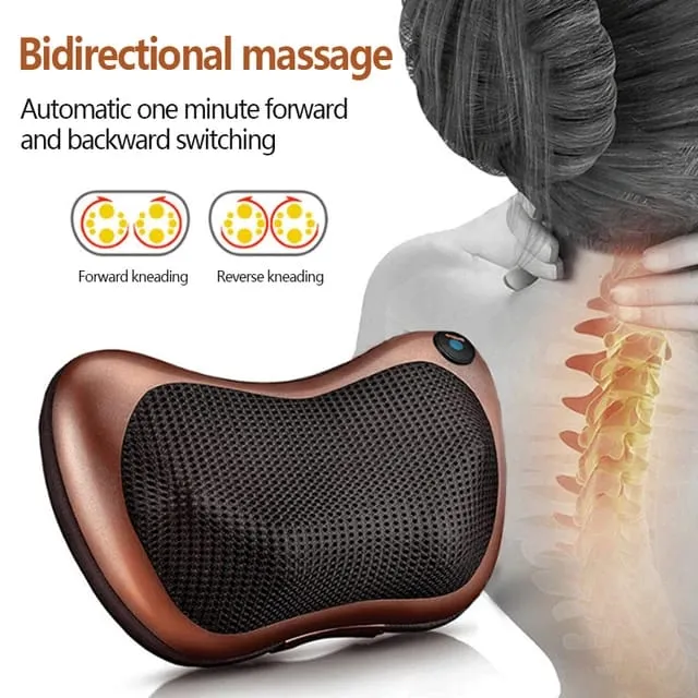 head Neck Seniority Pillow Deep Kneading Massager Use Body Cervical Lumbar Waist Leg Pain Relief Massager Health Carer(With Car Adapter included),Home and Office